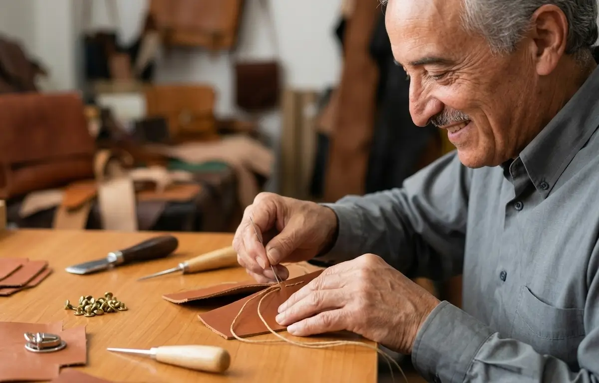 Restauración artesanal de cuero en taller de Chía